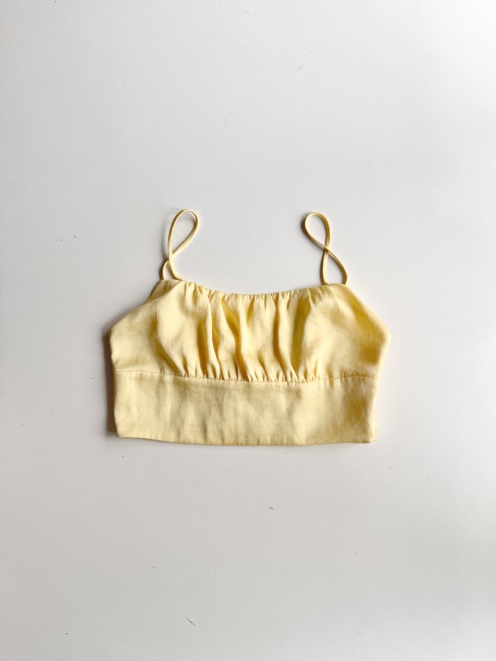 Aritzia WILFRED Sonnet Yellow Satin Cropped Cropped Bustier Tank Top, Size S